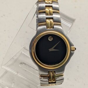 Movado Black and Gold Accent Watch